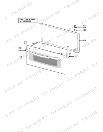 Взрыв-схема плиты (духовки) Tricity Bendix CSIE500W (ALBANY) - Схема узла H10 Grill door assy