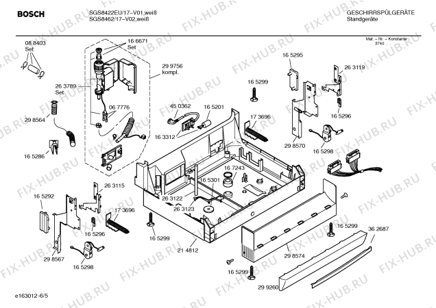 Взрыв-схема посудомоечной машины Bosch SGS8422EU Exclusiv - Схема узла 05