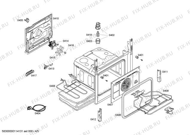 Схема №2 HSN421020S Bosch с изображением Вставка для плиты (духовки) Bosch 00602151