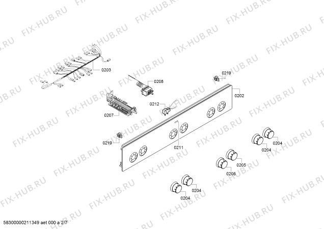 Взрыв-схема плиты (духовки) Bosch HXA090D50 - Схема узла 02