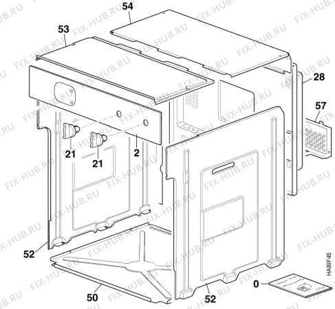 Взрыв-схема плиты (духовки) Faure CFC514R1   FAE P.FAU - Схема узла Decoration Panels