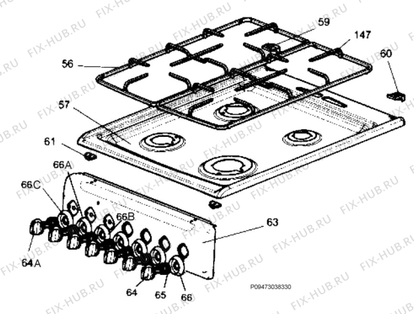 Взрыв-схема плиты (духовки) Electrolux EKK501503W - Схема узла Section 4