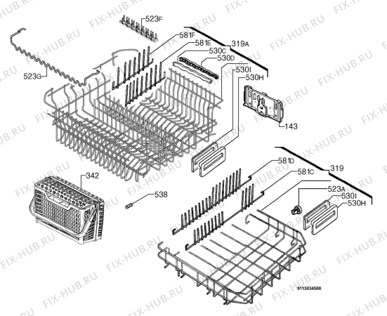 Взрыв-схема посудомоечной машины Rex Electrolux RSF66910S - Схема узла Basket 160