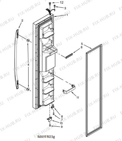 Схема №5 5WRS25KNBW с изображением Дверца для холодильника Whirlpool 482000099087