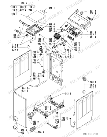 Схема №2 WATS 5130 с изображением Обшивка для стиралки Whirlpool 481245212248