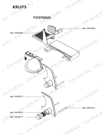Взрыв-схема ломтерезки Krups F3727520(0) - Схема узла 5P001760.9P4
