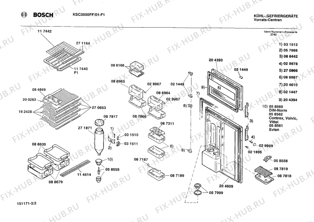 Взрыв-схема холодильника Bosch KSC3550FF - Схема узла 02