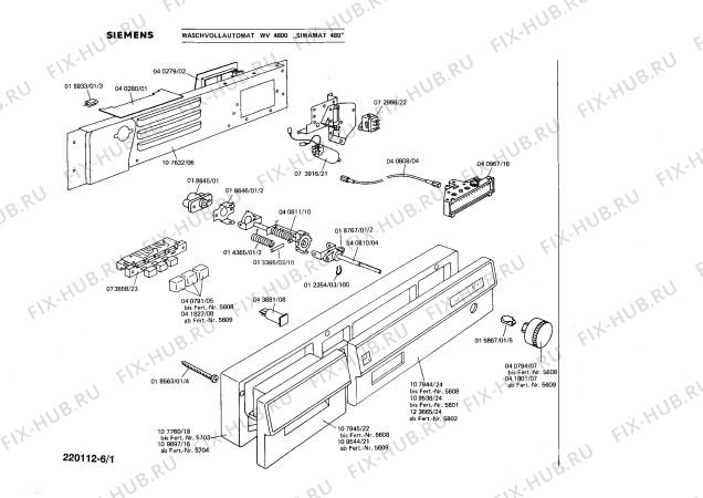 Схема №5 WV4810 SIWAMAT 481 с изображением Пленочная индикация для стиралки Siemens 00040967