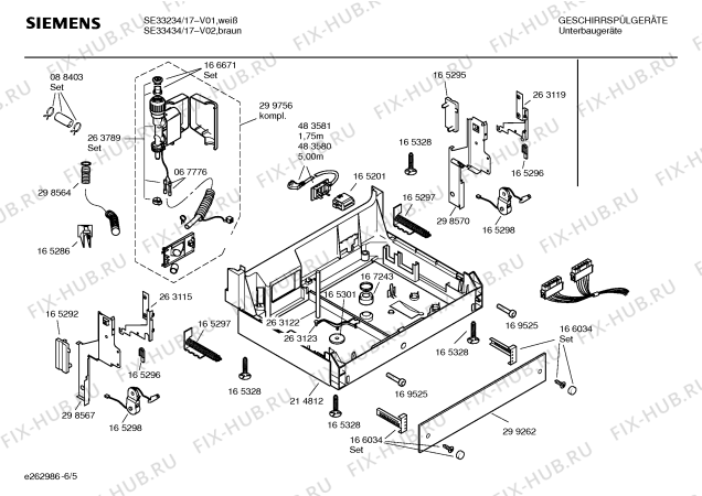 Взрыв-схема посудомоечной машины Siemens SE33234 - Схема узла 05