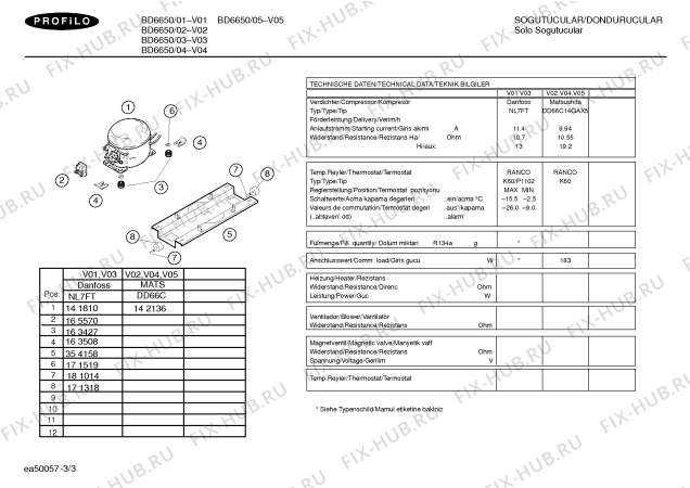 Взрыв-схема холодильника Profilo BD6650 - Схема узла 03