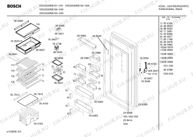 Схема №1 KSG3520NE с изображением Клапан для холодильника Bosch 00360989