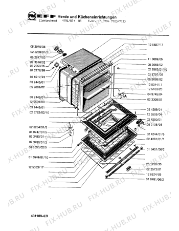 Взрыв-схема плиты (духовки) Neff 1117947733 1794/831NS - Схема узла 03