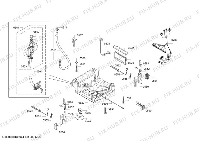 Взрыв-схема посудомоечной машины Bosch SPV43M30EU Silence Plus - Схема узла 05