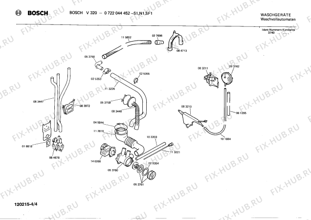 Взрыв-схема стиральной машины Bosch 0722044452 V320 - Схема узла 04