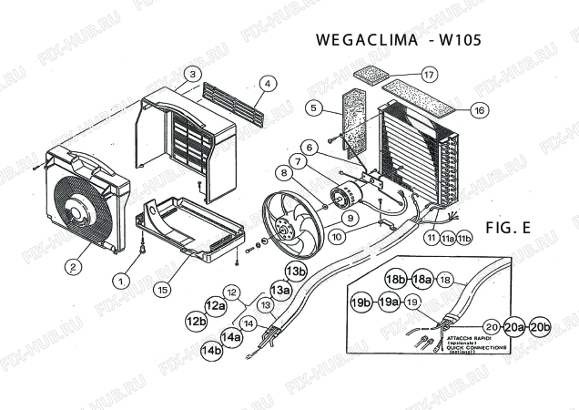 Взрыв-схема кондиционера Wegaclima W 105 - Схема узла 6