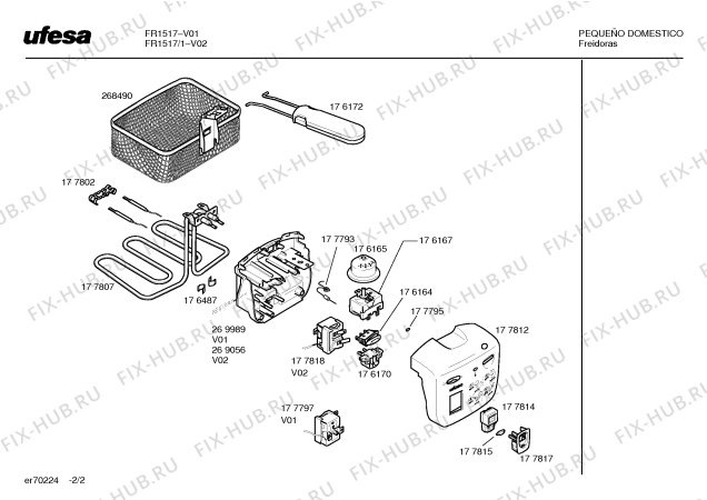 Взрыв-схема тостера (фритюрницы) Ufesa FR1517/1 - Схема узла 02