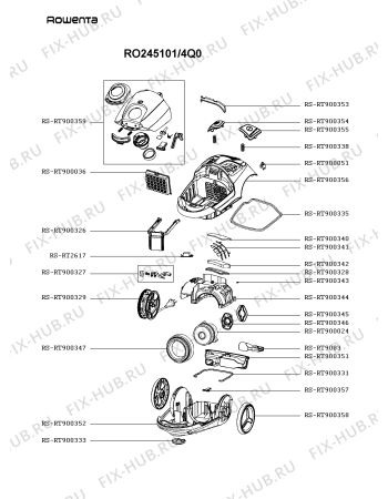 Схема №2 RO2451WA/4Q0 с изображением Крышка для электропылесоса Rowenta RS-RT900359