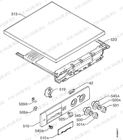 Взрыв-схема стиральной машины Zanussi FLS1274C - Схема узла Command panel 037