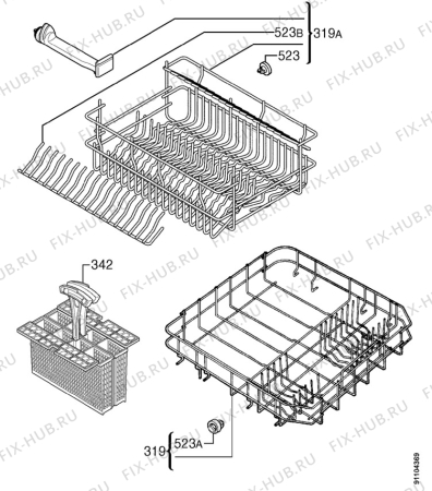 Взрыв-схема посудомоечной машины Aeg FAV54750VI - Схема узла Basket 160