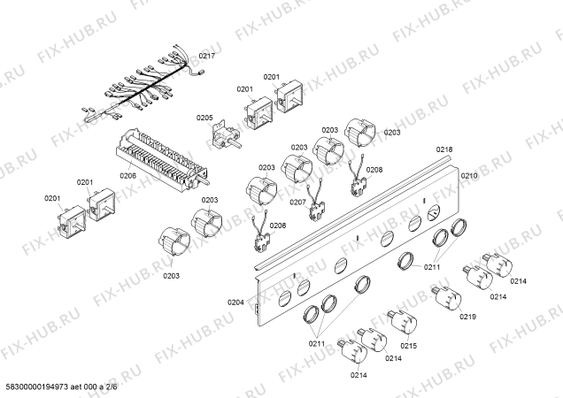 Взрыв-схема плиты (духовки) Bosch HCA722220V - Схема узла 02