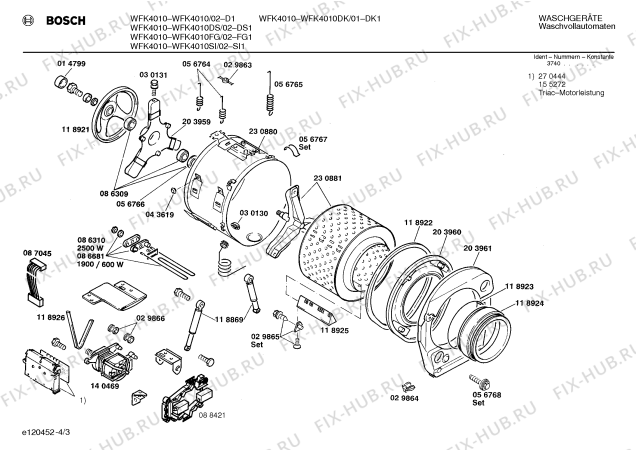 Взрыв-схема стиральной машины Bosch WFK4010DK WFK4010 - Схема узла 03