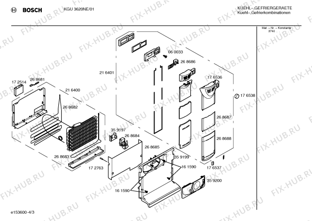 Взрыв-схема холодильника Bosch KGU3620NE - Схема узла 03