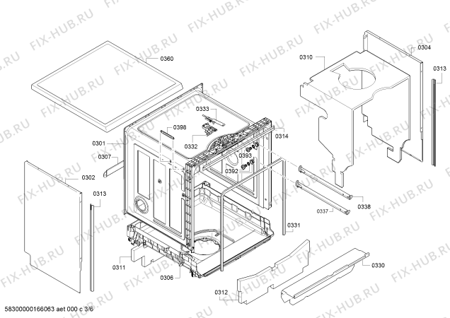 Взрыв-схема посудомоечной машины Bosch SMS57L08II SynthesiActive, MaxiSpace - Схема узла 03