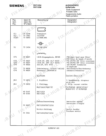Схема №1 RK712G4 с изображением Инструкция по эксплуатации для аудиотехники Siemens 00530635