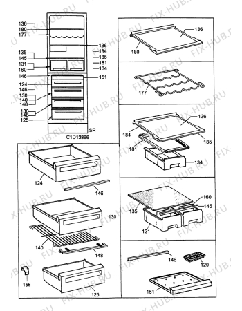 Взрыв-схема холодильника Electrolux ER8397B - Схема узла Internal parts