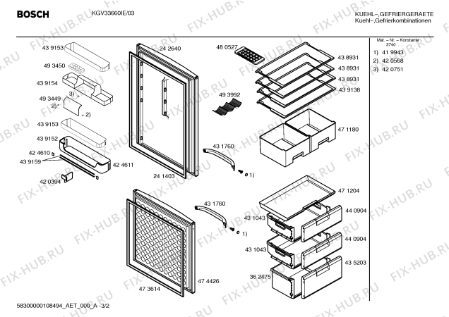 Схема №3 KGV33660IE с изображением Уплотнитель двери для холодильной камеры Siemens 00473614