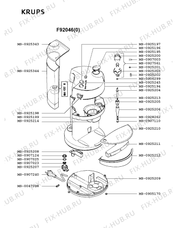 Взрыв-схема кофеварки (кофемашины) Krups F92046(0) - Схема узла 5P001879.7P4