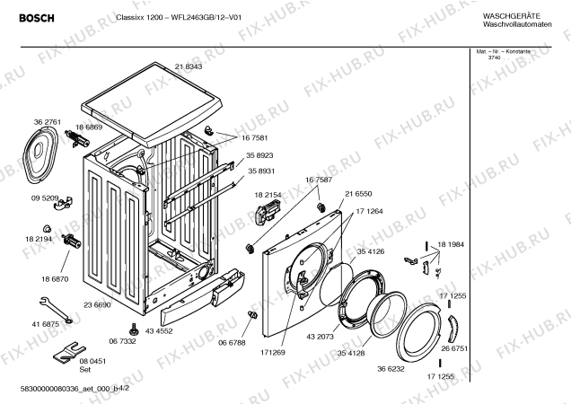 Взрыв-схема стиральной машины Bosch WFL2463GB Classixx 1200 - Схема узла 02