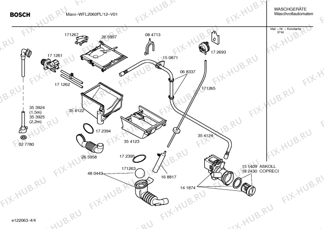 Схема №1 WFL2060PL WFL2060 с изображением Таблица программ для стиральной машины Bosch 00523630