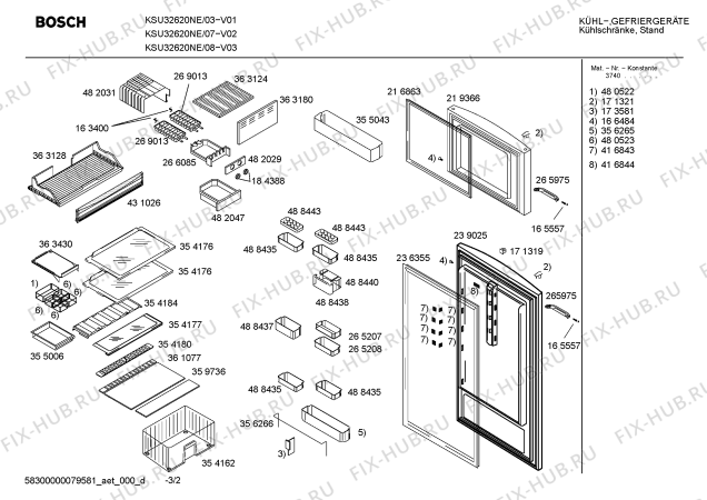 Взрыв-схема холодильника Bosch KSU32620NE - Схема узла 02