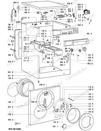 Схема №1 AWM 366 с изображением Обшивка для стиралки Whirlpool 481945328095