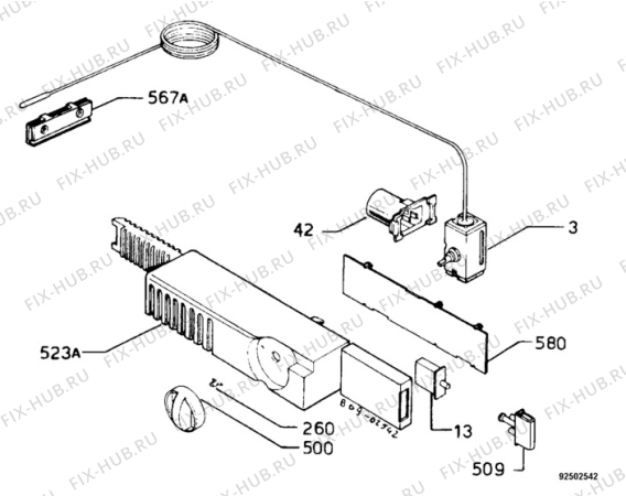 Взрыв-схема холодильника Zanussi ZFK18/8 - Схема узла Thermostat