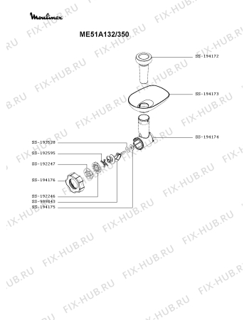 Взрыв-схема мясорубки Moulinex ME51A132/350 - Схема узла DP005401.3P2