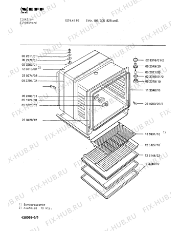 Взрыв-схема плиты (духовки) Neff 195305828 1074.41PS - Схема узла 05