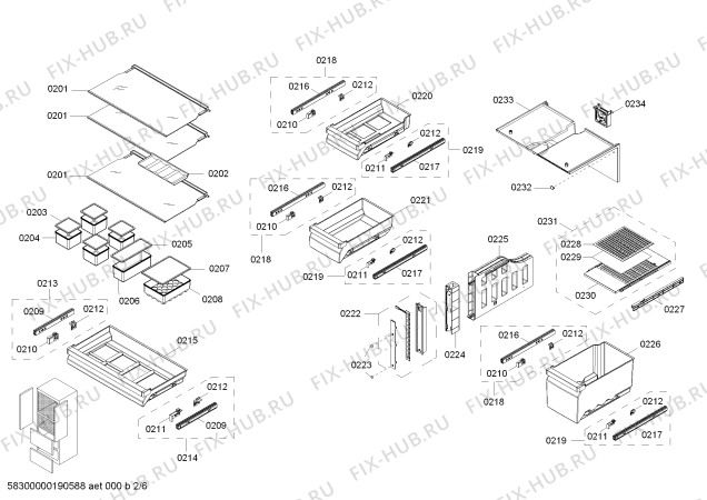 Схема №6 KMF40SA20R Bosch с изображением Шина для холодильника Bosch 00741561