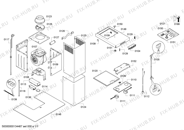 Схема №1 D89E34N0GB с изображением Переключатель для вытяжки Bosch 00652345