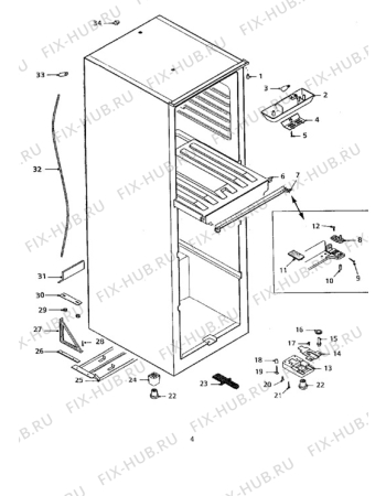 Взрыв-схема холодильника Electrolux ER2341B - Схема узла Cabinet + furniture (extra)