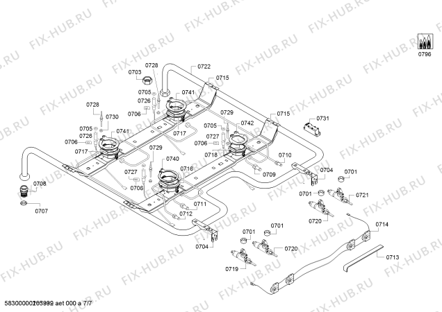 Взрыв-схема плиты (духовки) Bosch HGD645220H - Схема узла 07