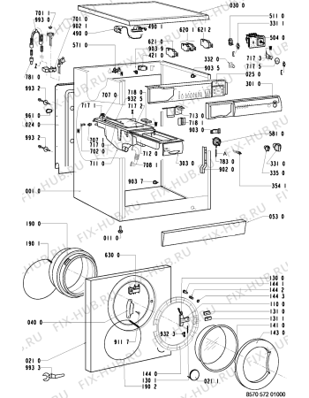 Схема №1 AWM 572/A с изображением Обшивка для стиралки Whirlpool 481245210316