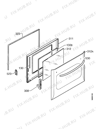 Взрыв-схема плиты (духовки) Zanussi ZBS773Y - Схема узла Door 003