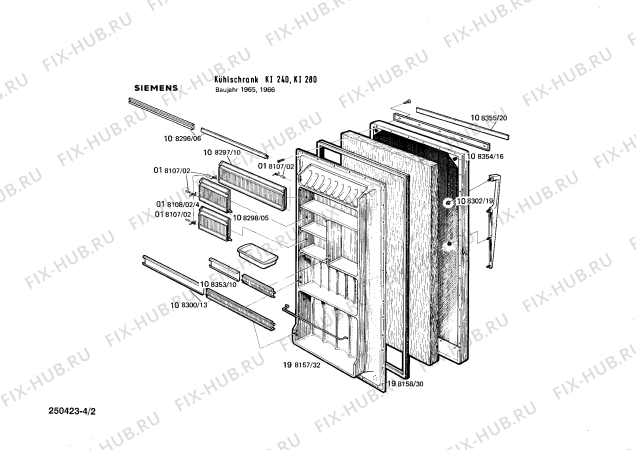 Взрыв-схема холодильника Siemens KI240 - Схема узла 02