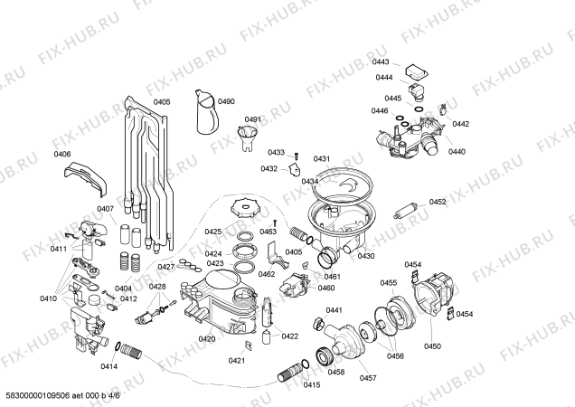 Взрыв-схема посудомоечной машины Bosch SHV53E13EU - Схема узла 04