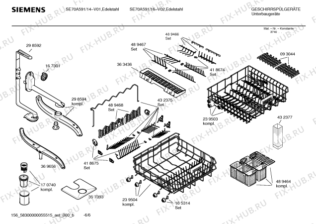 Схема №4 S6409N3 SU909C с изображением Краткая инструкция для электропосудомоечной машины Bosch 00583067