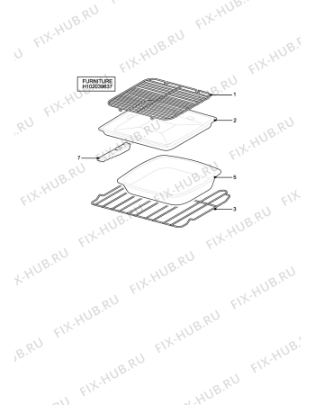 Взрыв-схема плиты (духовки) Tricity Bendix SB200/2 (TIARA) - Схема узла H10 Furniture