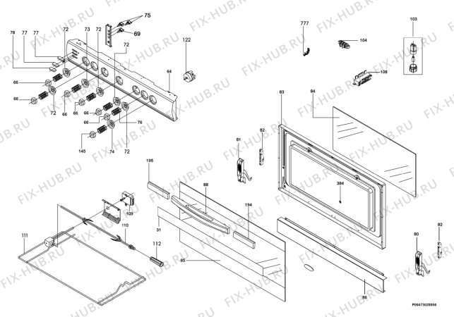 Взрыв-схема плиты (духовки) Zanussi ZX176XAZ - Схема узла Section 2