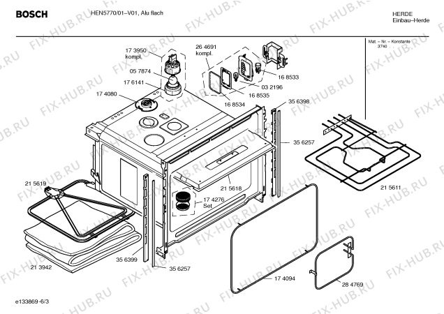 Схема №3 HEN5770 Bosch с изображением Инструкция по эксплуатации для плиты (духовки) Bosch 00528504